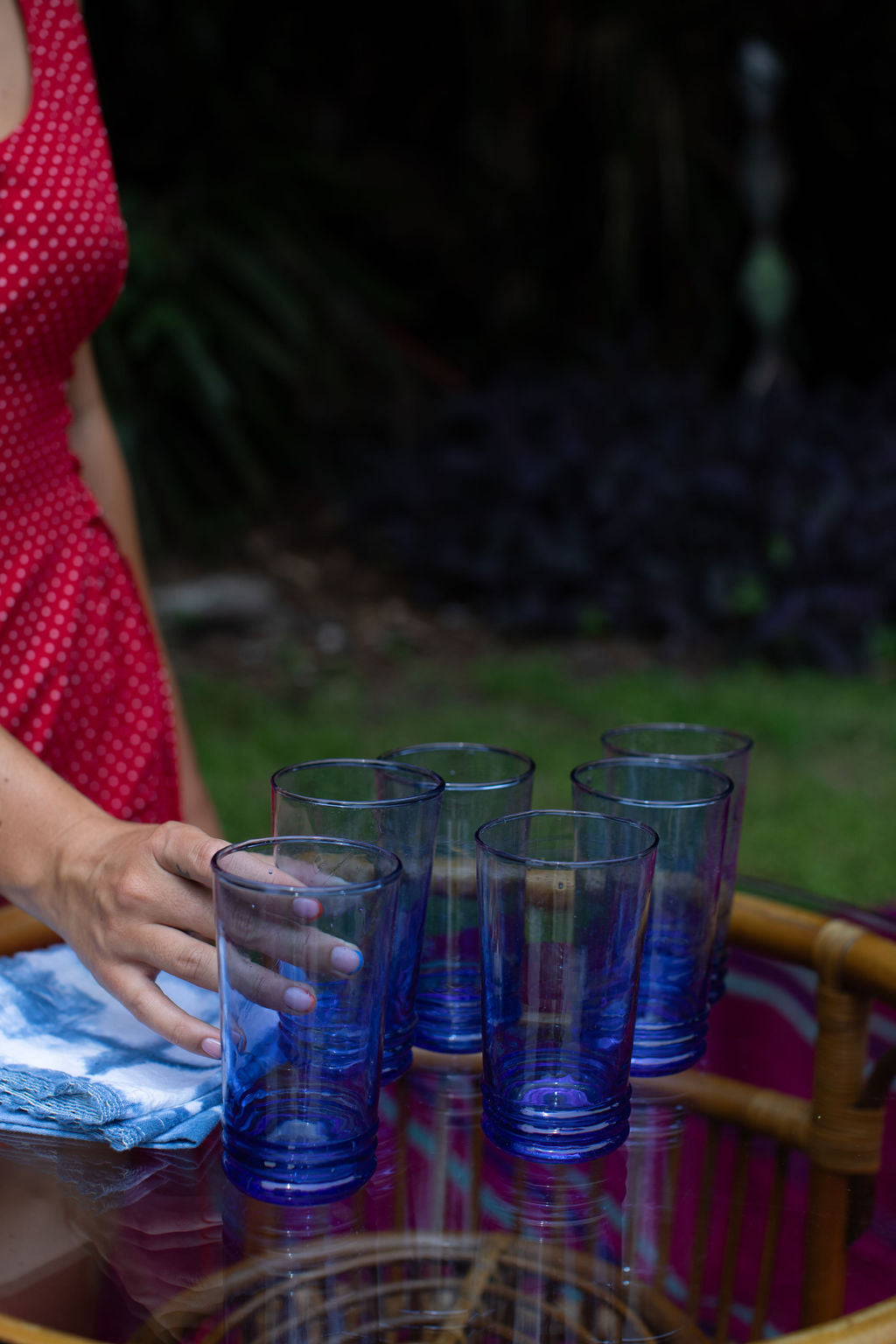 Moroccan Tall Blue Glass- 6