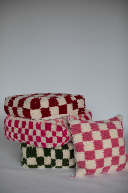 Handmade Moroccan Checkered Pouf/Ottoman