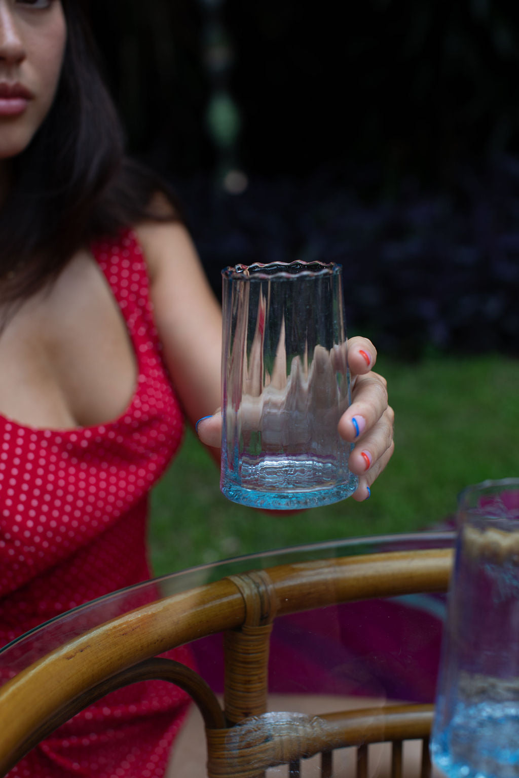 Cocktail Glasses Tall - Blue Stripes (6)