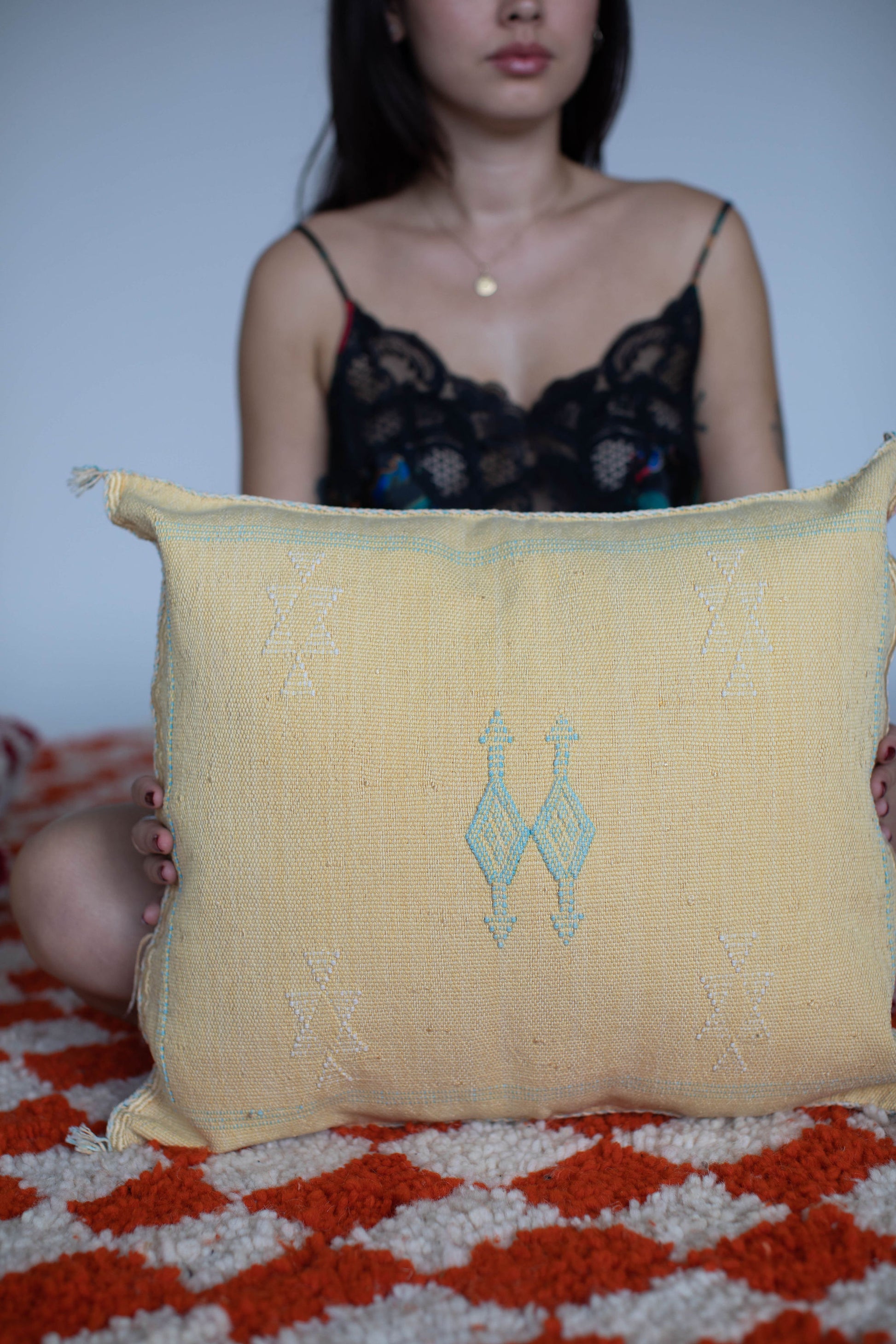 Pillow cover made out of Moroccan cactus silk and comes in many colors