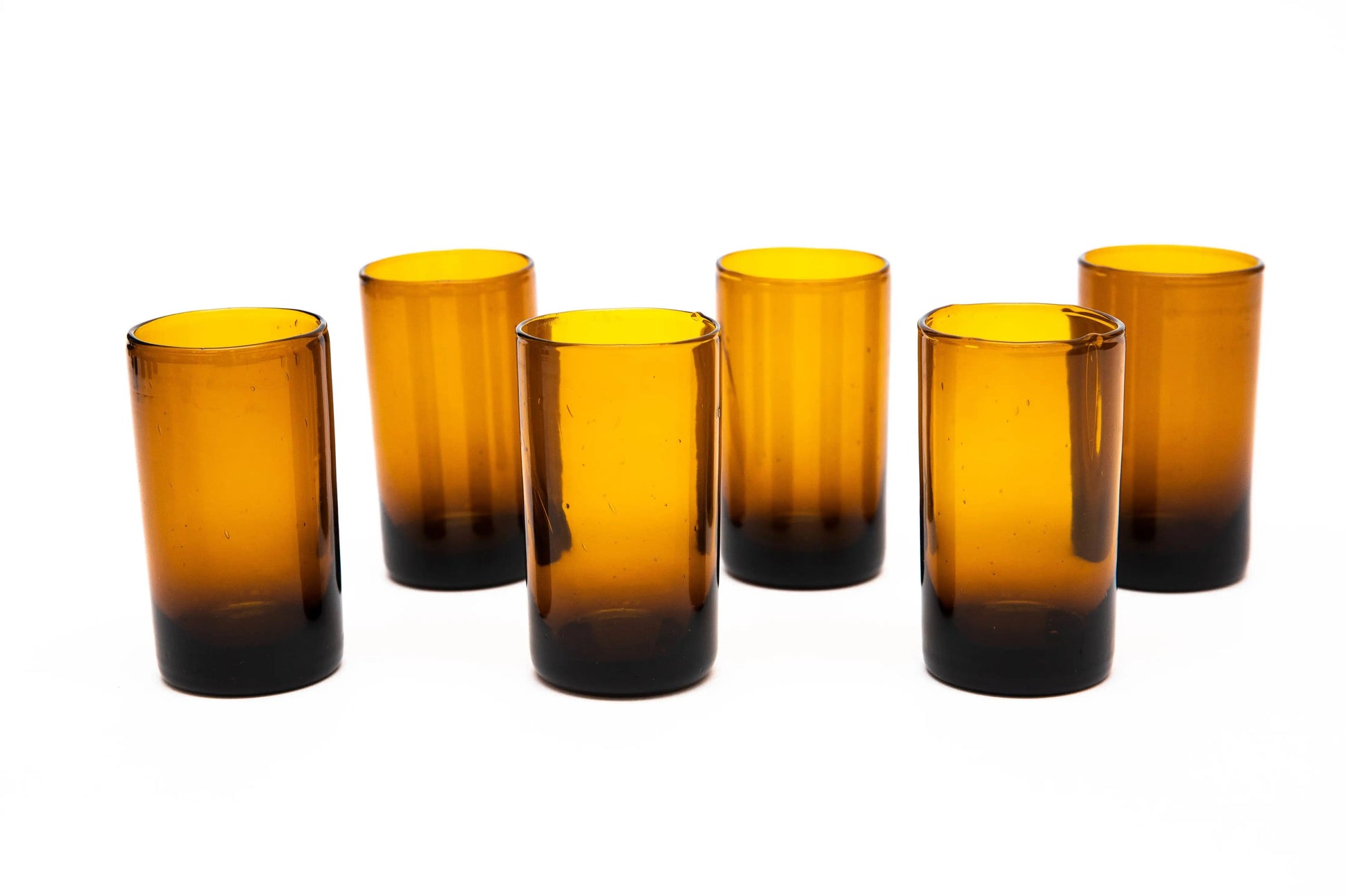 Glass (Tall, Amber) Set of 12, handblown in Bogota, Colombia