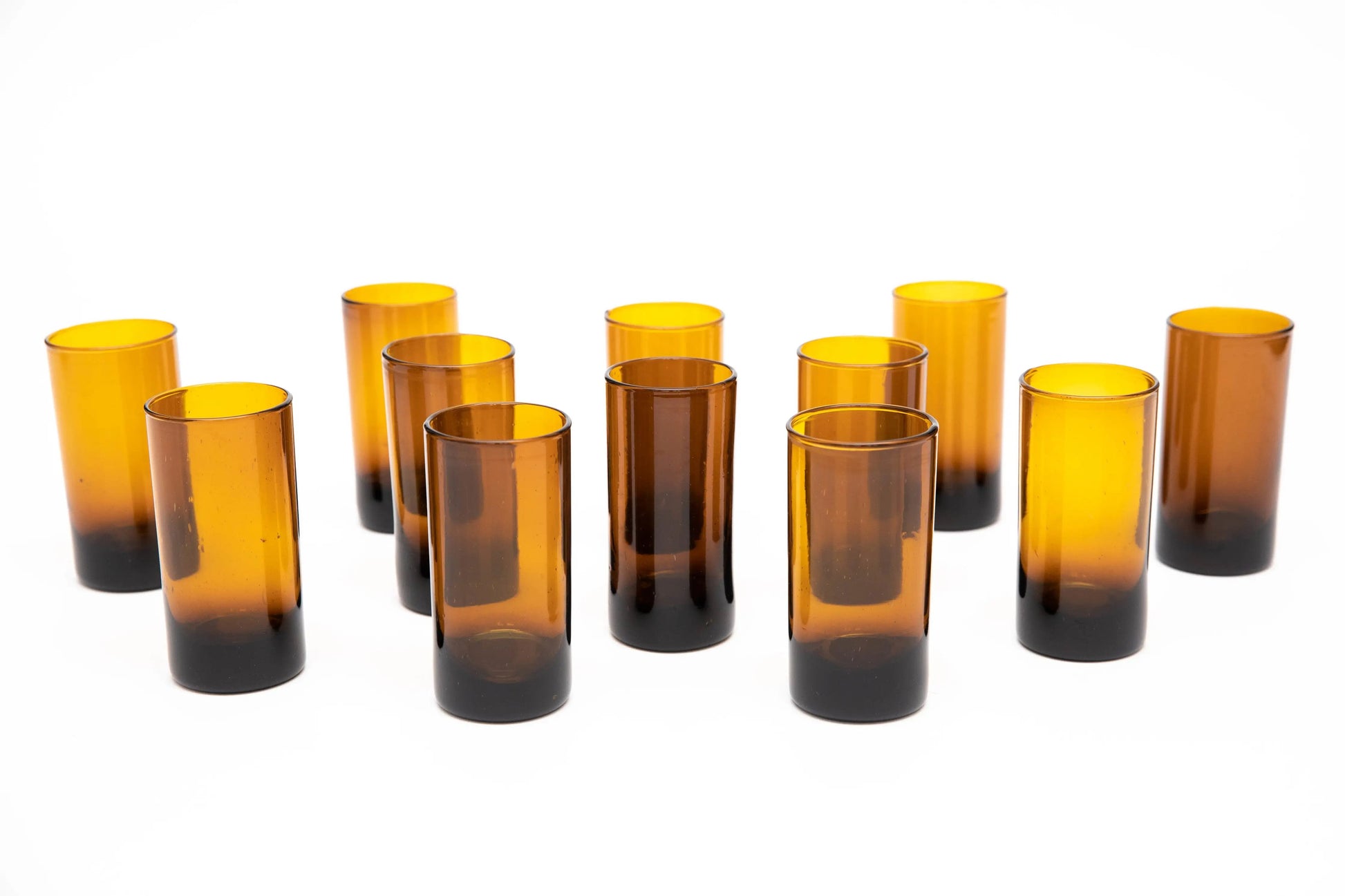 Glass (Tall, Amber) Set of 12, handblown in Bogota, Colombia