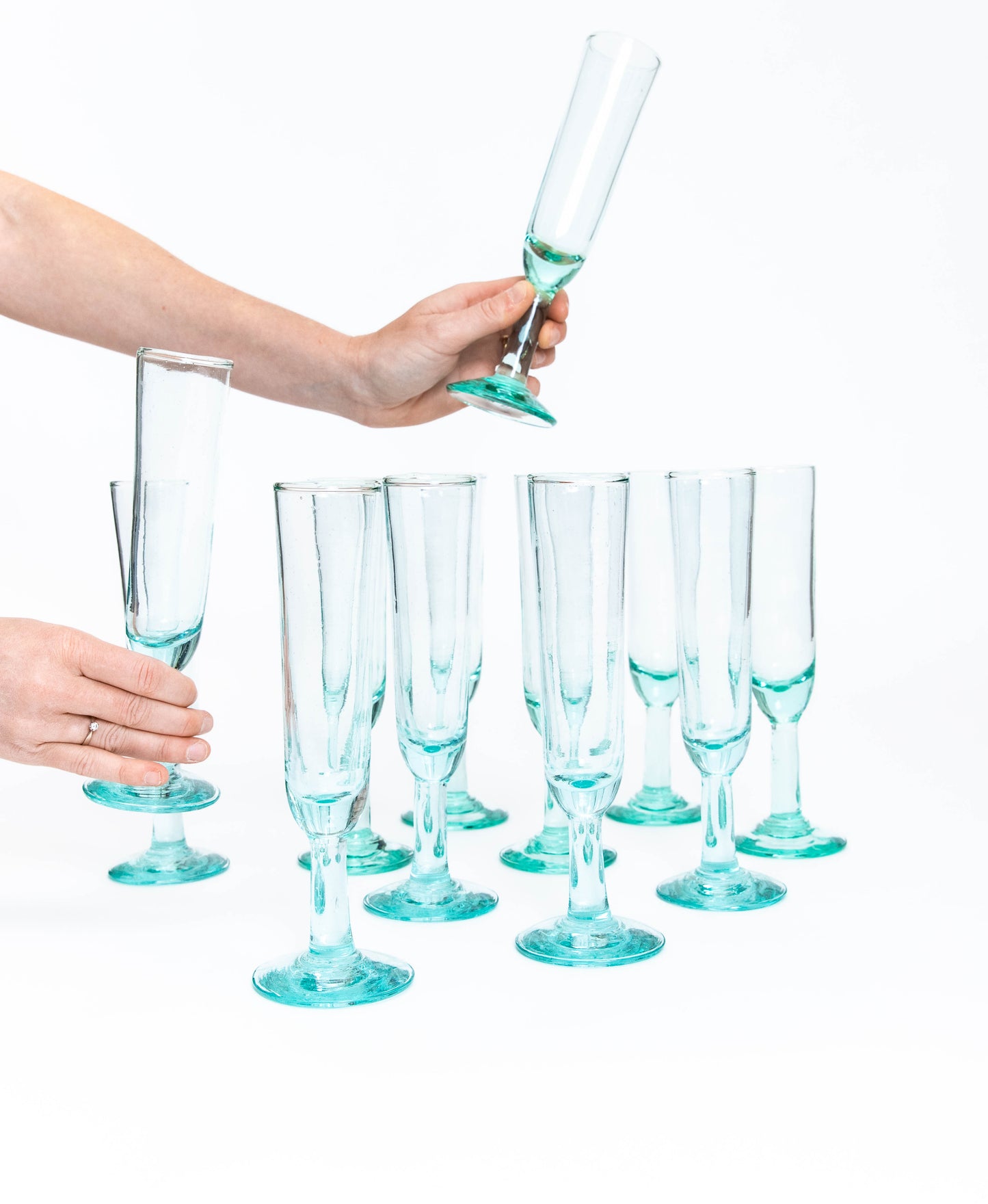 Champagne Flute, set of 6, handblown in Bogota, Colombia